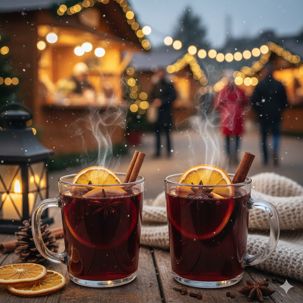 Warm mulled wine with spices