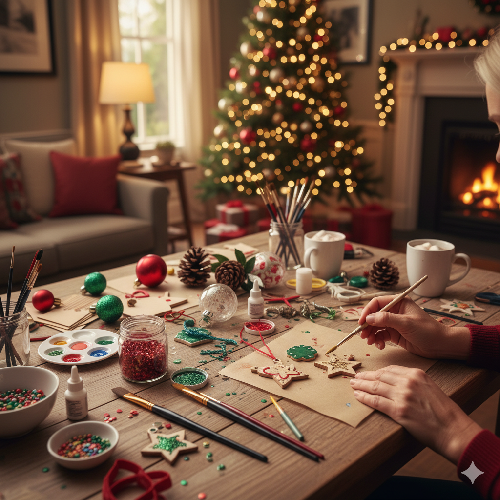 Christmas ornament crafting table